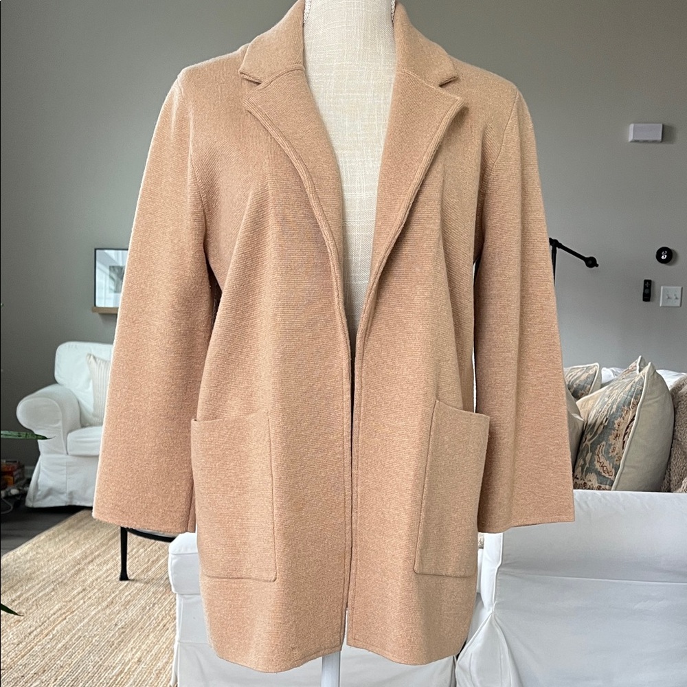 J. Crew 365 Classic Open-Front Camel Cardigan/Coatigan